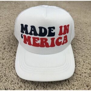 Made In 'Merica Hat Ordinary Crowns Foam Mesh Trucker Snapback White Patriot Cap